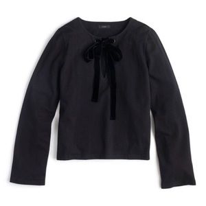 J.Crew Velvet Tie-Front Top - Black, XS (NWT)